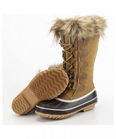 Winter Snow Boots for Women - Waterproof Duck Boots Fur Lined Snow Booties Rain Boots For Women Brown $22.67 Outdoor Shoes