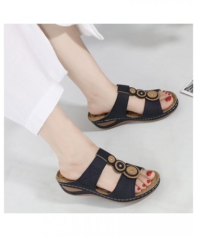 Womens Casual Wedge Slippers Summer Comfortable Platform Bohemia Shoes Sandals with Arch Support Massage Function Tan Sandals...