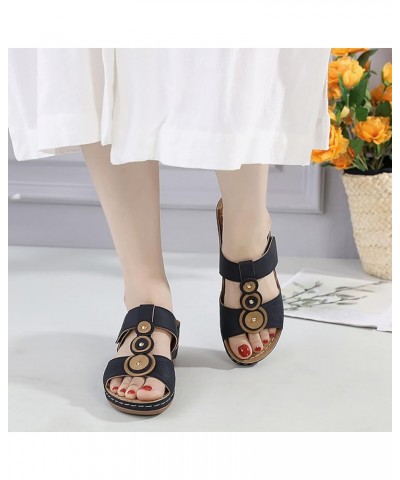 Womens Casual Wedge Slippers Summer Comfortable Platform Bohemia Shoes Sandals with Arch Support Massage Function Tan Sandals...