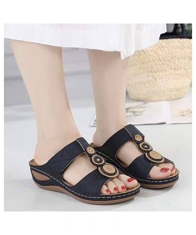 Womens Casual Wedge Slippers Summer Comfortable Platform Bohemia Shoes Sandals with Arch Support Massage Function Tan Sandals...