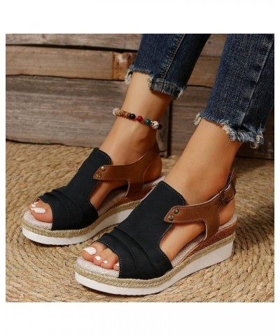 Heeled Sandals for Women, Sandals for Women Dressy Summer Breathable Hollow Out Chunky Low Heel Sandals with Buckle X22-black...