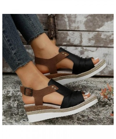 Heeled Sandals for Women, Sandals for Women Dressy Summer Breathable Hollow Out Chunky Low Heel Sandals with Buckle X22-black...