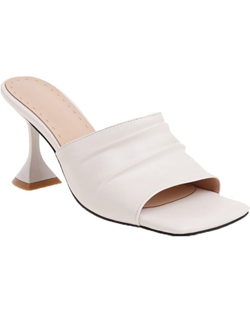 Womens Casual Square Toe Stiletto Heels Sandals Comfortable Pumps Lady Backless Shoes for Activity Size 13 White $25.24 Sandals