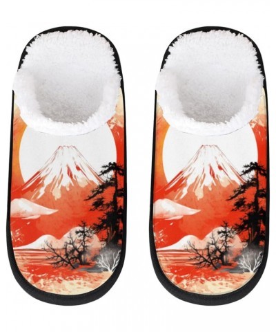 Japan Mountain Sun Womens House Slippers Indoor, Traditional Art Painting Men's Soft Cozy Warm Plush Bedroom Anti Skid Slippe...