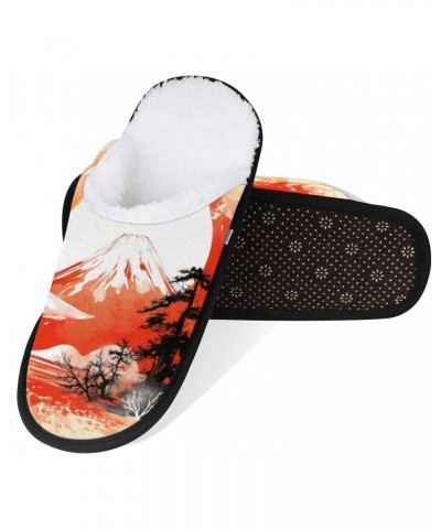 Japan Mountain Sun Womens House Slippers Indoor, Traditional Art Painting Men's Soft Cozy Warm Plush Bedroom Anti Skid Slippe...