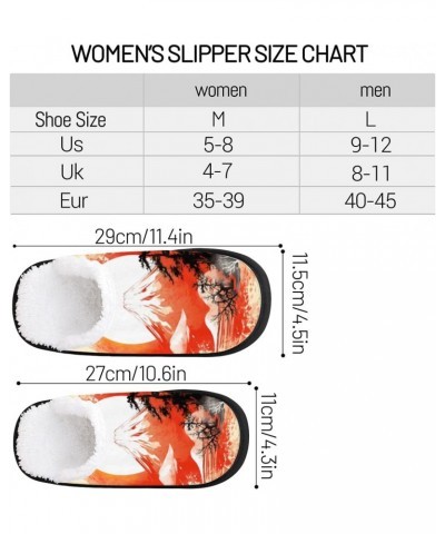 Japan Mountain Sun Womens House Slippers Indoor, Traditional Art Painting Men's Soft Cozy Warm Plush Bedroom Anti Skid Slippe...