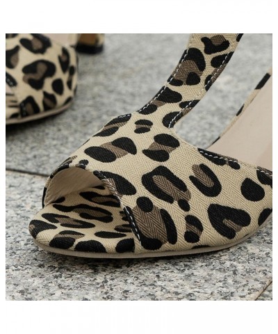 Fashion Sexy Sandals Women's Thin Heel Peep-toe Sandals Shoes Leopard Print High Heels Party Club Sandal Streetwear L-314 Mul...