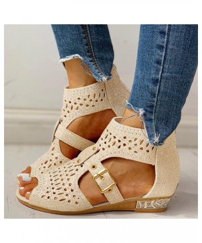 Women Ankle Strap Crossbands Low Wedges Sandals Beach Vacation Casual Boho Flat Mid-Heel Flip Flops Shoe 141-hyems-white3 $15...