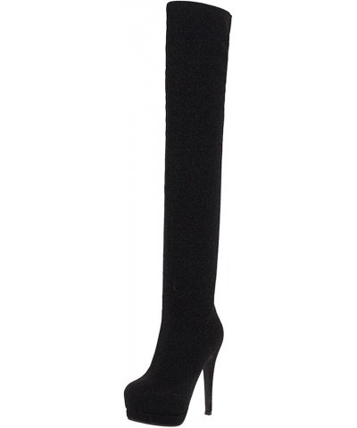 Stiletto Heels Women Winter Warm Over The Knee Long Boots Black 6 $32.42 Boots