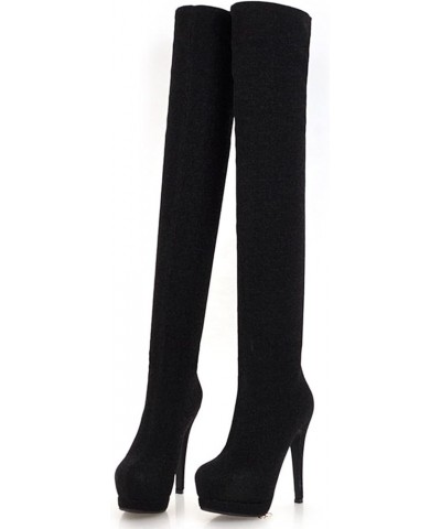 Stiletto Heels Women Winter Warm Over The Knee Long Boots Black 6 $32.42 Boots