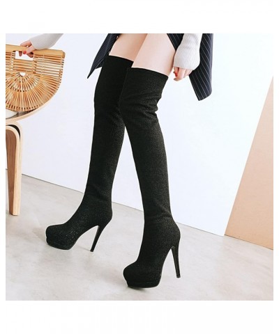 Stiletto Heels Women Winter Warm Over The Knee Long Boots Black 6 $32.42 Boots