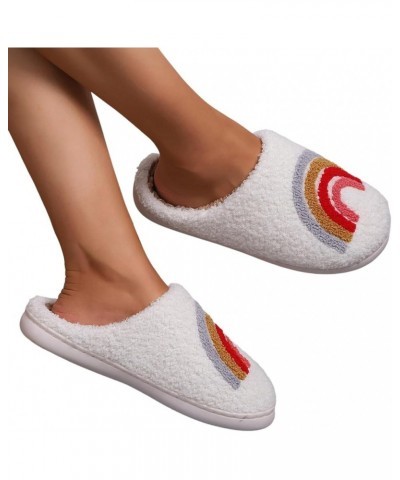 Slipper for Women with Arch Support Women's Cute Slip on Fluffy Slipper Memory Foam Cozy Slipper Bedroom Home Shoes Z1-white ...