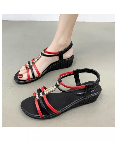 Earth Sandals for Women Size 8 1/2 Slope Heeled Sandals Bottom Roman Shoes Fashion Women's Sandals Summer Women's Sandals (Re...