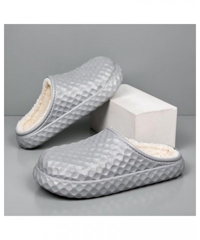 Women and Men Soft Plush Cozy EVA House Slippers,Anti-skid Shoes With Fuzzy Lining For Indoor Walking, Autumn And Winter Grey...