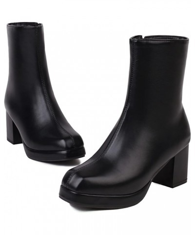 Ladies Square Toe Fashion Platform Booties Black 1 $31.48 Boots