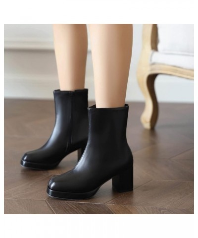 Ladies Square Toe Fashion Platform Booties Black 1 $31.48 Boots