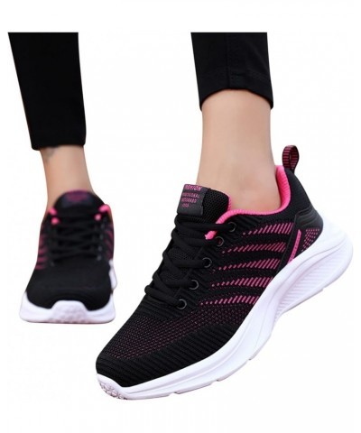 slide on shoes women, Ladies Shoes Color Matching Fashion Mesh Breathable Lace-up Flat Heel Casual Sneakers Z 14-pink $16.82 ...