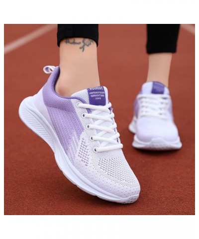 Casual Shoes for Walking Women Ripple Sneakers Soft Sole Massage Flat Sneakers Casual Lace Up Casual Shoes Z 11-purple $15.20...