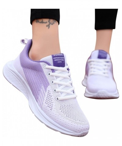 Casual Shoes for Walking Women Ripple Sneakers Soft Sole Massage Flat Sneakers Casual Lace Up Casual Shoes Z 11-purple $15.20...