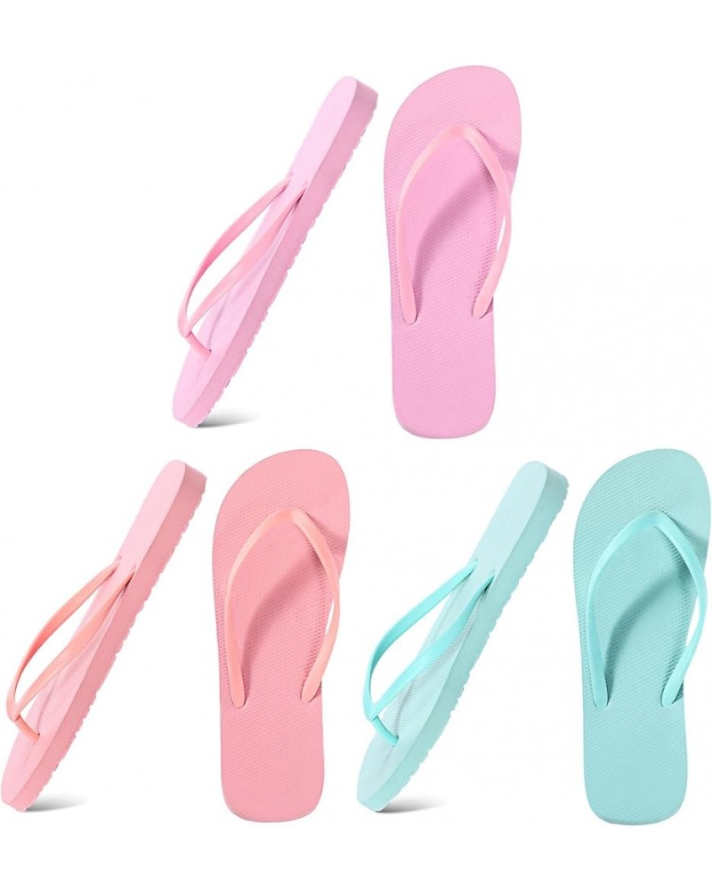 3 Pcs Women Girls Slim Flip Flops Colored Summer Casual Flip Flop Sandals Rubber Thong Style Cute Sandals for Women Shower Ma...