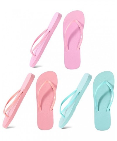 3 Pcs Women Girls Slim Flip Flops Colored Summer Casual Flip Flop Sandals Rubber Thong Style Cute Sandals for Women Shower Ma...