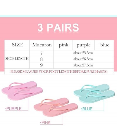 3 Pcs Women Girls Slim Flip Flops Colored Summer Casual Flip Flop Sandals Rubber Thong Style Cute Sandals for Women Shower Ma...