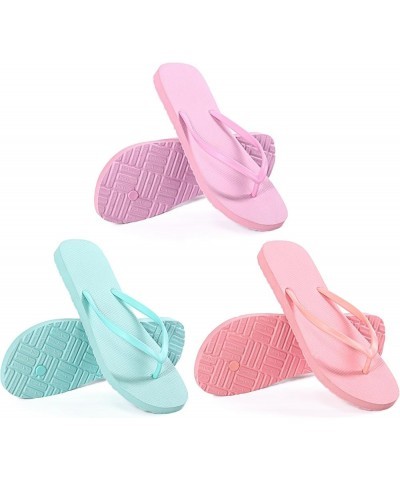 3 Pcs Women Girls Slim Flip Flops Colored Summer Casual Flip Flop Sandals Rubber Thong Style Cute Sandals for Women Shower Ma...