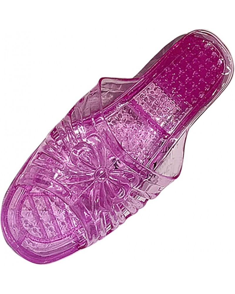 Slippers Women's Jelly Transparent Crystal Slippers Soft Sole Anti Slip Plastic Cotton Slippers for Women Indoor Purple $13.5...