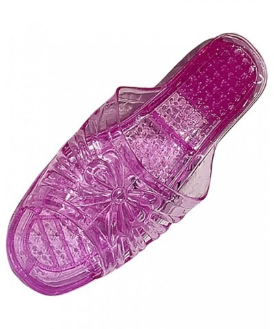 Slippers Women's Jelly Transparent Crystal Slippers Soft Sole Anti Slip Plastic Cotton Slippers for Women Indoor Purple $13.5...