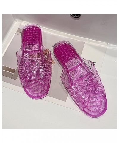 Slippers Women's Jelly Transparent Crystal Slippers Soft Sole Anti Slip Plastic Cotton Slippers for Women Indoor Purple $13.5...