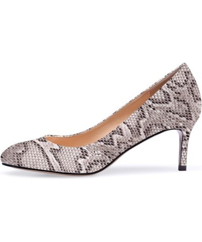 Women Kitten Heel Pumps, Round Toe Office Pumps, 6.5cm Mid-Heel Pumps Court Pumps, Wedding Party Office Shoes Snake $29.99 Pumps