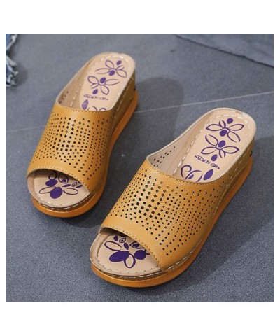 Platform Sandals for Women Womens Flip Flop Sandals Thong Sandals Walking Summer Wedge Embroidered Sandals Z 03-yellow $15.82...