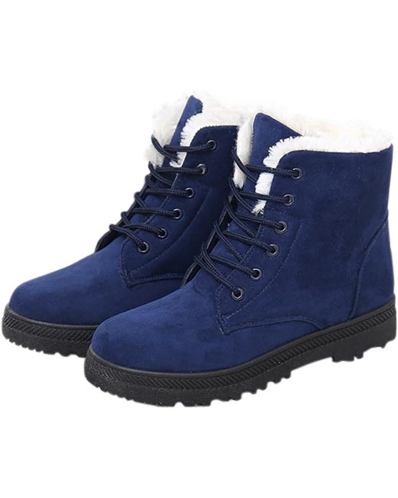 Womens Winter Fur Snow Boots Warm Blue $16.49 Outdoor Shoes