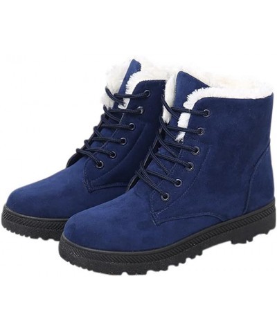 Womens Winter Fur Snow Boots Warm Blue $16.49 Outdoor Shoes