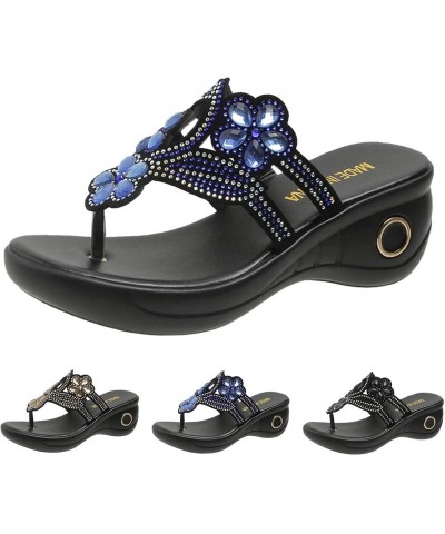 Beach Boho Dress Sandals for Women Plus Size Clip Toe Slide Sandals Wedge Platform Slip on Shoe Flip Flops B Gold $11.21 Sandals