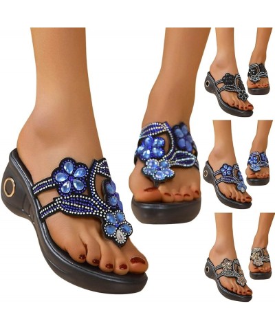 Beach Boho Dress Sandals for Women Plus Size Clip Toe Slide Sandals Wedge Platform Slip on Shoe Flip Flops B Gold $11.21 Sandals