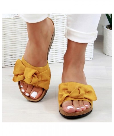 Summer Sandals for Women,Women Sandals Flat Bow Tie Open Toe Roman Shoes Flip Flops Beach Sandals Thick Heel Slipper M01-blac...