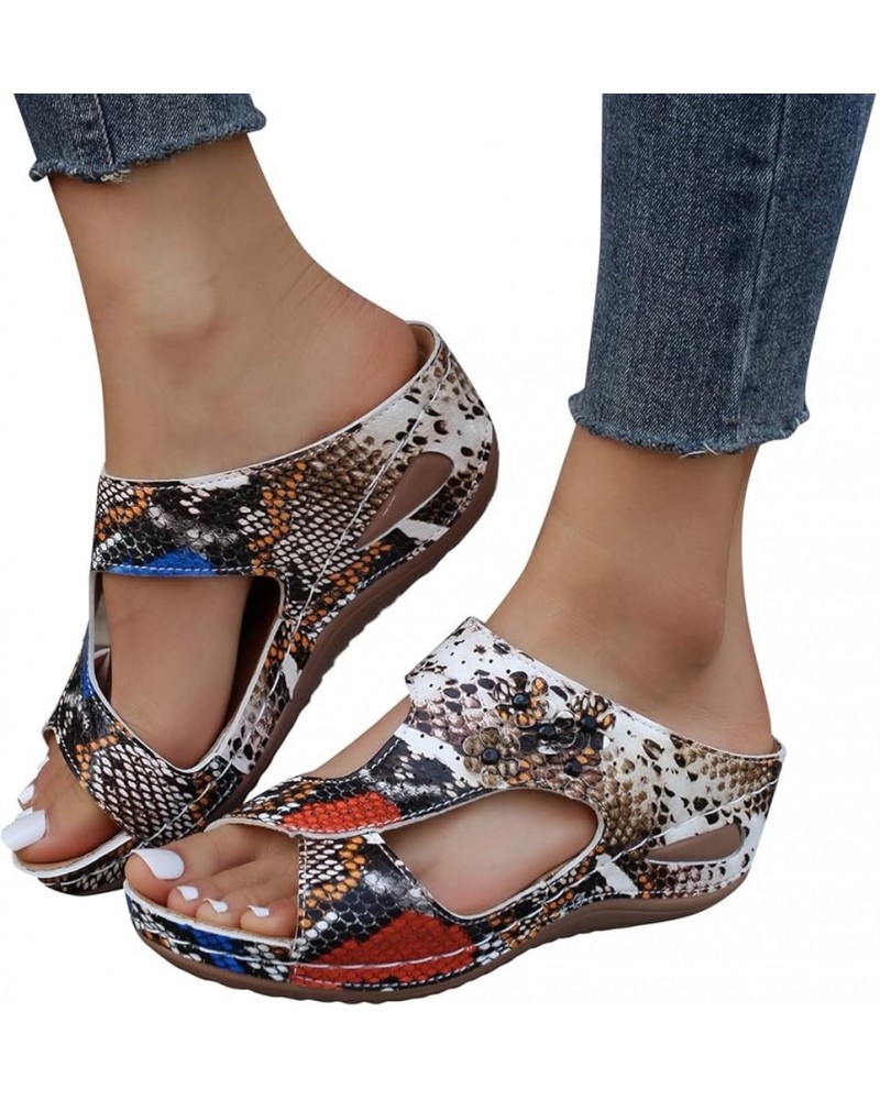 Summer Sandals for Women 2023, Womens Sandals Casual Summer Low Wedge Sandals Breathable Open Toe Walking Sandals Orange $15....