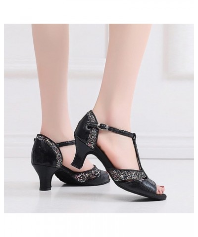 low chunky heels for women Fashion Women's Dancing Shoes Breathable High Heels Outdoor Leisure Sandals Z 13-black $17.76 Athl...