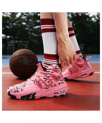 Men's Practical Basketball Shoes Outdoor Professional Sports Shoes Cushioned and Wrapped Foot Youth Basketball Shoes Pink $32...