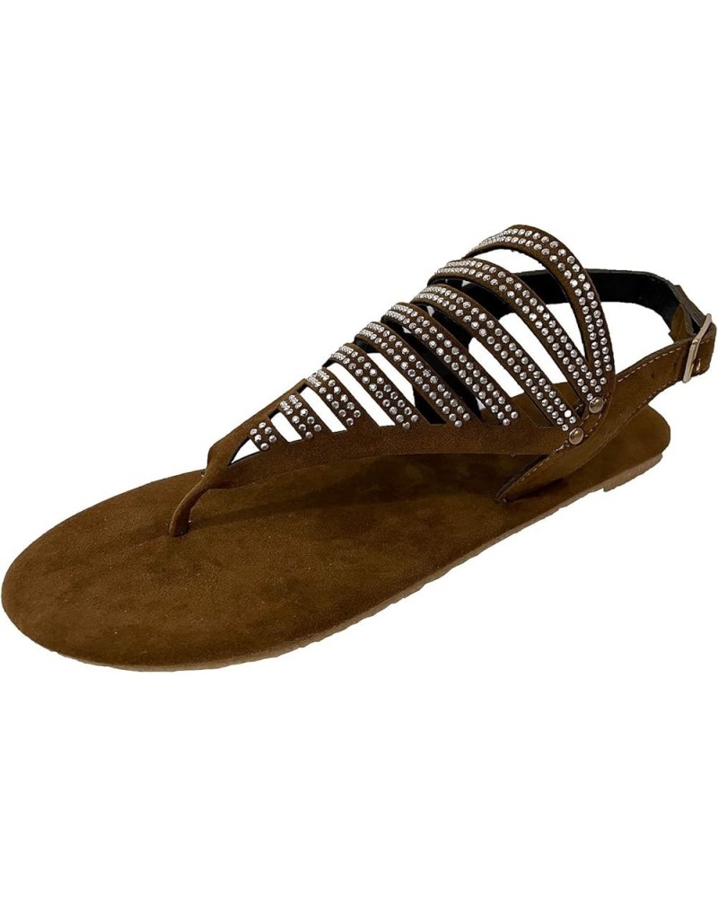 Flat Sandals Women Running Sandals Beach Sandals Sexy Sandals Cushioned Sandals Yoga Sandals Comfortable Sandals Brown $11.51...