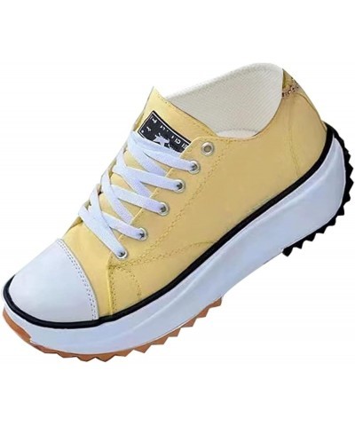 Elsvia Orthopedic Shoes for Women Canvas, Breathable Casual Height Increasing Shoe Platform Sneakers Shoes for Women Yellow $...