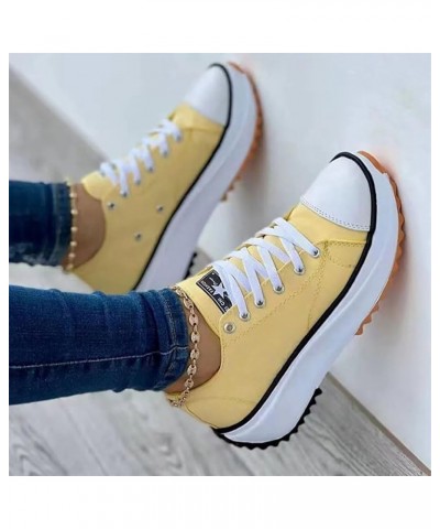 Elsvia Orthopedic Shoes for Women Canvas, Breathable Casual Height Increasing Shoe Platform Sneakers Shoes for Women Yellow $...