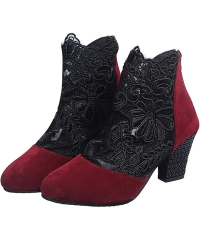 Closed Toe Sandals Women, Sandals Women Dressy Summer Heel Sandals Breathable Lace-trim Sandals Boots with Zipper Red $14.85 ...