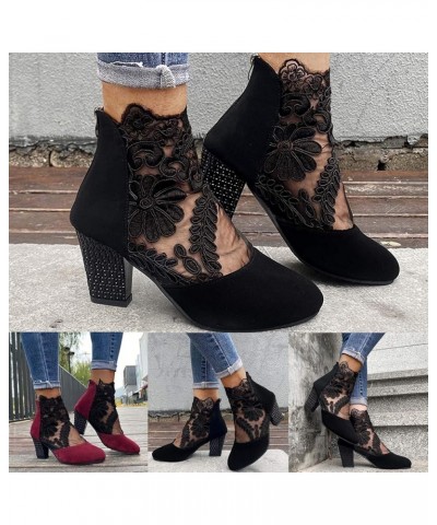 Closed Toe Sandals Women, Sandals Women Dressy Summer Heel Sandals Breathable Lace-trim Sandals Boots with Zipper Red $14.85 ...