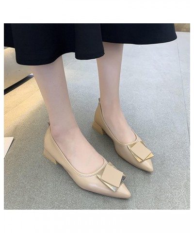 Women's Dressy Metal Square Buckle Pointed Toe Working Dress Shoes Chunky Heel Arch Support Mary Jane Slip-on Elegant Pumps B...