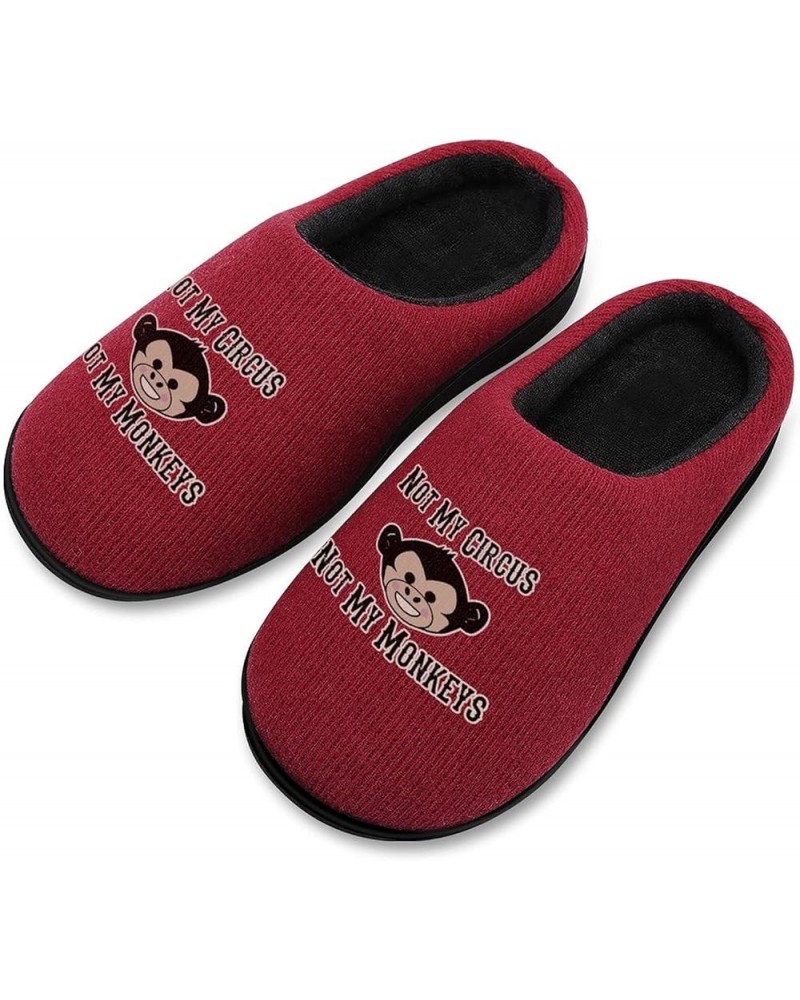 Not My Circus, Not My Monkeys Women's Knitted Cotton Slippers Soft Comfort Warm House Casual Shoes Red-style $21.01 Slippers