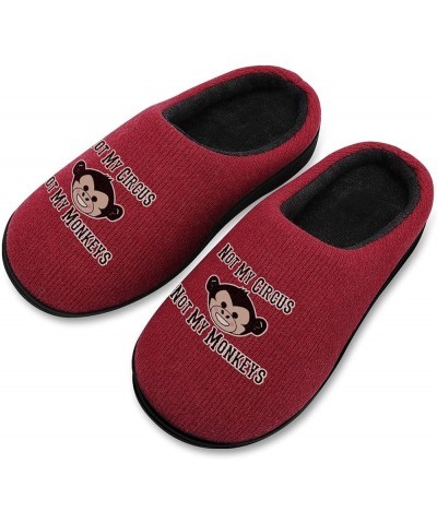 Not My Circus, Not My Monkeys Women's Knitted Cotton Slippers Soft Comfort Warm House Casual Shoes Red-style $21.01 Slippers