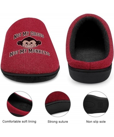 Not My Circus, Not My Monkeys Women's Knitted Cotton Slippers Soft Comfort Warm House Casual Shoes Red-style $21.01 Slippers