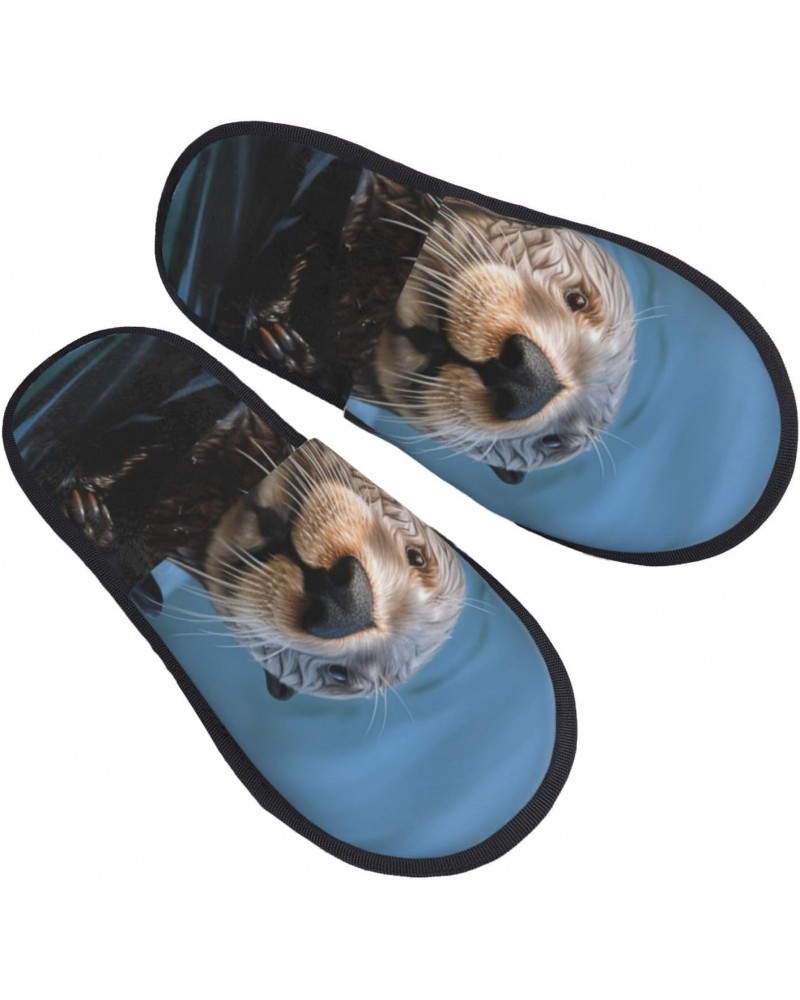 Sea Otter Printed Slippers Cozy Indoor Slide Unisex House Slippers Soft Plush Slip-on Slippers $12.53 Slippers